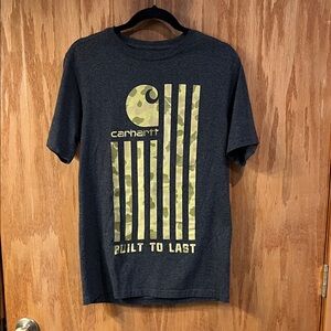 Carhartt Men's Black Loose Fit Tee with Camo Graphic - Size Small